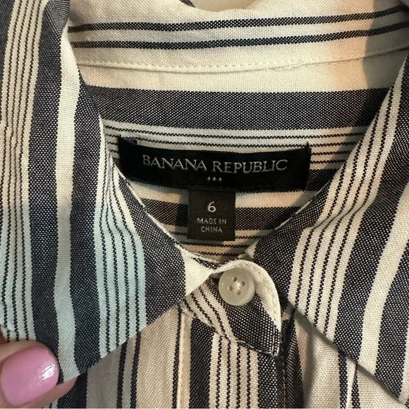 Banana Republic Grey & White Striped Shirt Dress Women’s Size 6, Business Casual - Picture 3 of 12